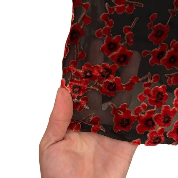 Princess Polly NWT Velvet Merlot Red Black Witchy Grunge Valentine Mini Dress 6 - Picture 3 of 12